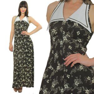 Vintage boho floral cottagecore prairie maxi dress